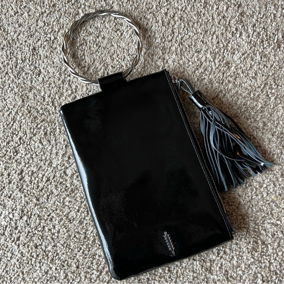 NEW Thacker Nolita shiny nickel black wristlet clutch - Picture 1 of 4